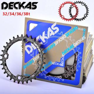 DECKAS ใบจาน 104BCD 36T 38T Chianwheel ชุดข้อเหวี่ยงกว้าง MTB แคบ แหวนโซ่จักรยานวงรี 32T 34T