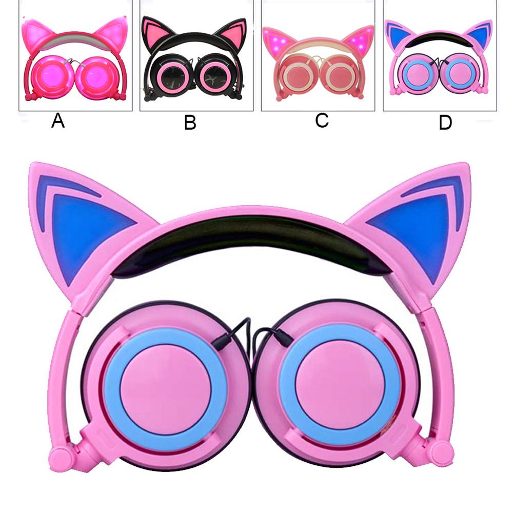 HOT SALE Foldable Cat Ear LED Music Lights Headphone Earphone headset