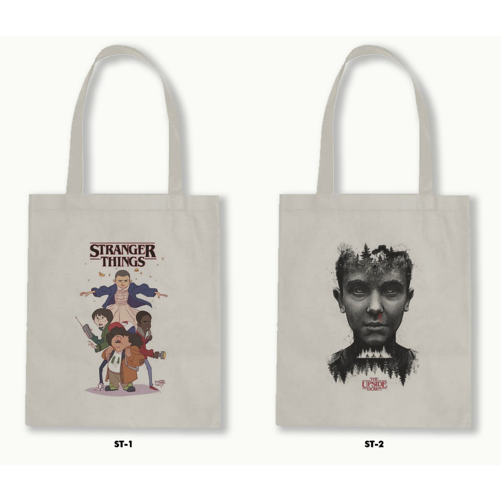 กระเป๋าผ้าแคนวาส/blacu Zipper Tote Bag - Stranger Things
