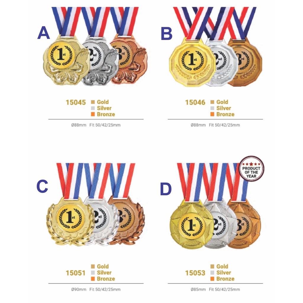 CUSTOM Sukan MEDAL(88mm/88mm/90mm/85mm เส้นผ่านศูนย์กลาง )+ ป้าย + โลโก้ CUSTOM ( ถ้วยรางวัลเหรียญกี