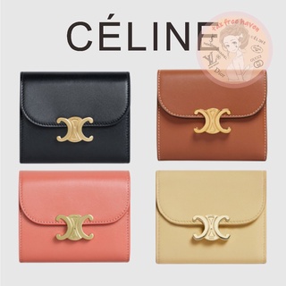 Shopee ราคาต่ำสุด 🔥ของแท้ 100% 🎁Celine Brand New Small Flap Wallet in Shiny Smooth Lambskin