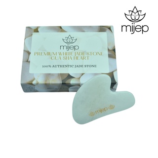 MIJEP White Jade กัวซานวดหน้า Gua Sha - (Heart shape) กัวซาจากหยกขาว กัวซาสำหรับนวดหน้าจากหินธรรมชาติบริสุทธิ์