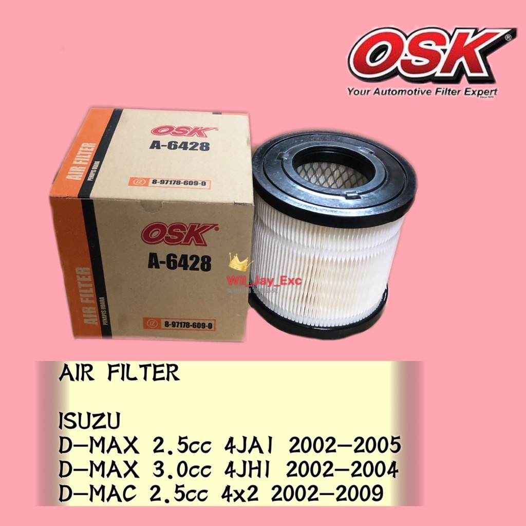 OSK A-6428 AIR FILTER DMAX 2.5CC (8-97178-609-0) D-MAX