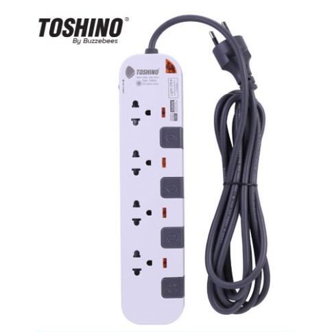ปลั๊กไฟ มอก.TOSHINO P4375-5M 4 ช่อง ยาว 3-5 เมตร ป้องกันไฟกระชาก P4375-3M