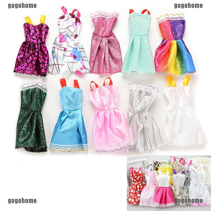 เสื้อผ้าเดรสแฮนด์เมด 10 ชิ้น สําหรับตุ๊กตา