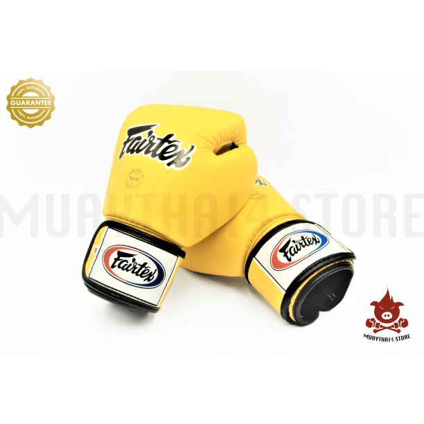 นวมชกมวย Fairtex BGV1 Yellow Universal Gloves สีพื้นฐาน สีเหลือง นวมมวย
