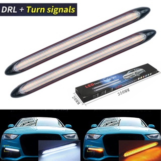 แถบไฟหน้ารถยนต์ LED DRL 12V กันน้ํา สีเหลือง 2 ชิ้น