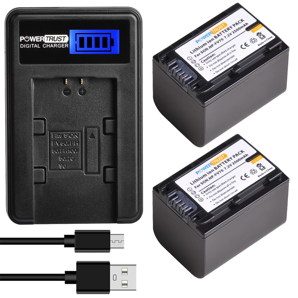 NP-FV70 Battery/ Charger for Sony FDR-AX53 AX700 AX33/B, HDR-CX455/B CX675/B CX900 PJ340 PJ540 PJ670