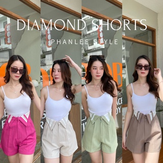 DIAMOND SHORTS  ตะขอหน้าทรงขาปล่อย ดีเทลปีกสองขาง เนื้อผ้าเคนนี่ จัดเลย(091)