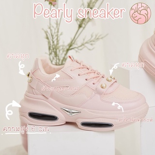 pearly sneaker pink (รองเท้าผ้าใบรุ่น เพริลลี่ สีชมพู สูง 6 cm)