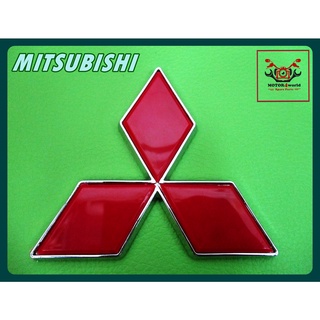 MITSUBISHI LOGO "RED" STICKER (1 PC.) // โลโก้ ตรา มิตซูบิชิ "สีแดง" "ขอบเงิน" พร้อมกาวติด สินค้าคุณภาพดี