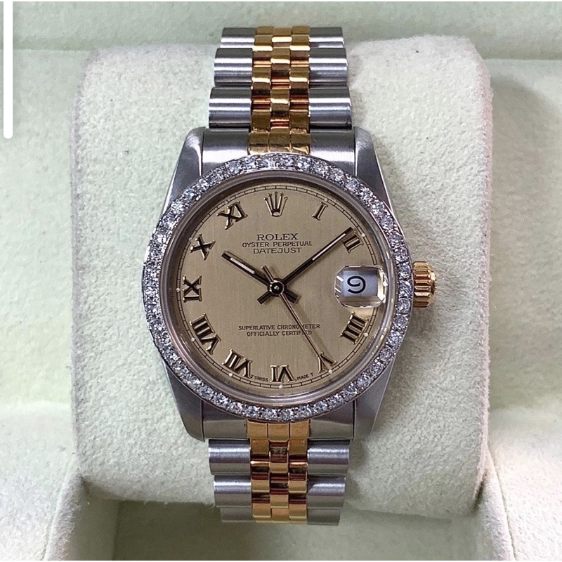Rolex Datejust boysize 31 mm. หน้าทองโรมันขอบเพชร