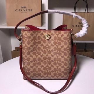 Coach Signature Canvas Print Charlie Bucket Bag