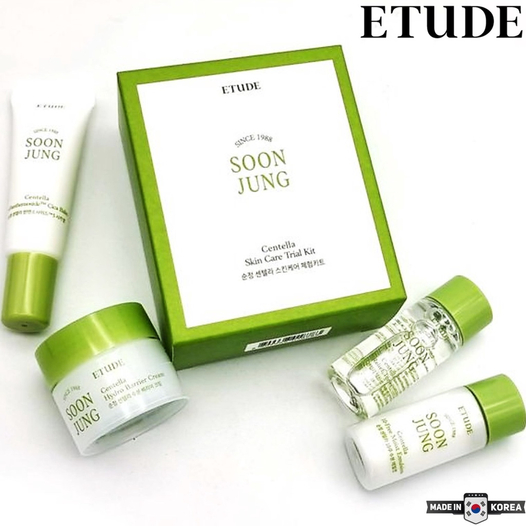 ETUDE Soon Jung Centella Skin Care Trial Kit ชุดผลิตภัณฑ์บำรุงผิวหน้าขนาดพกพาจากเกาหลีของแท้