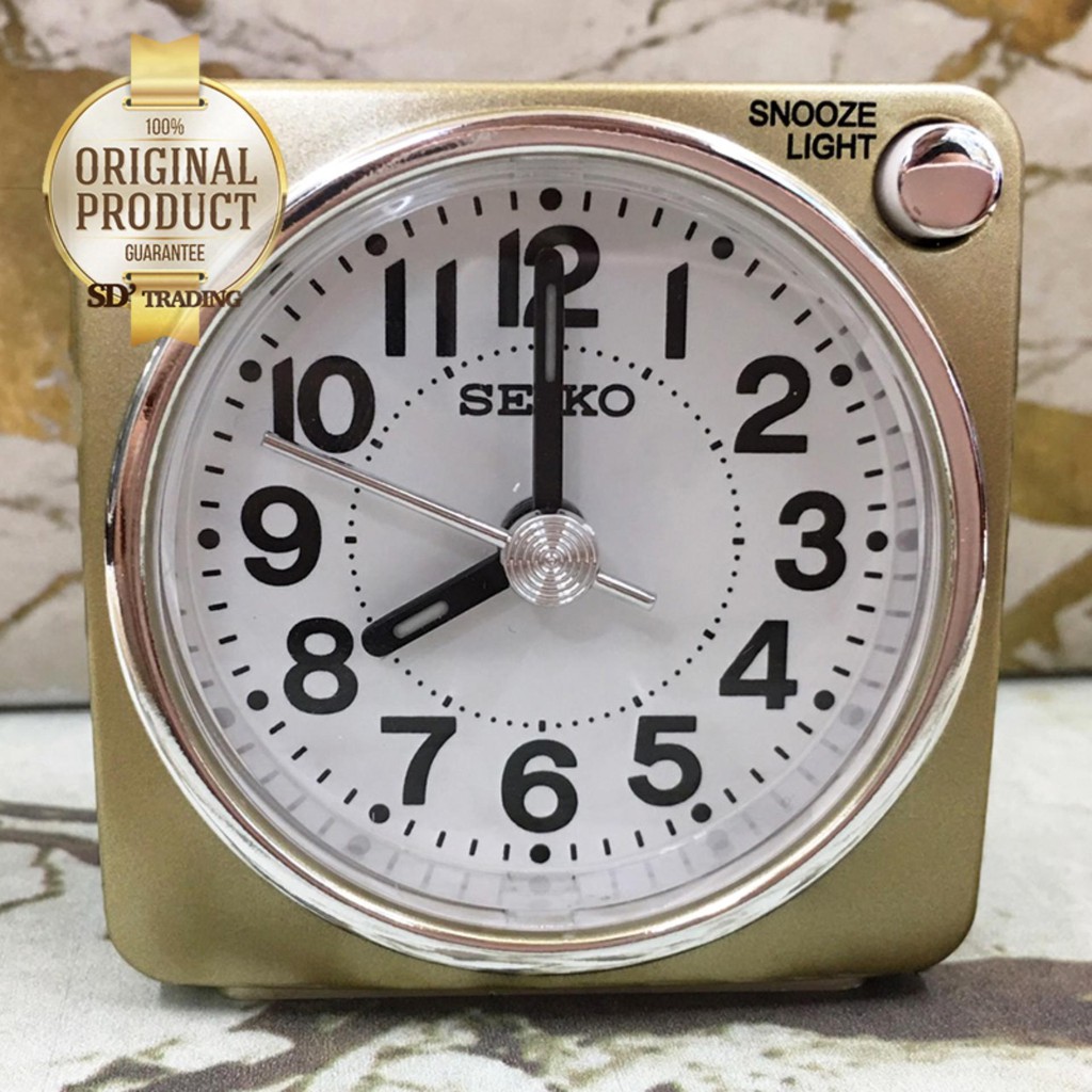 SEIKO นาฬิกาปลุก Beep Alarm Clock (Snooze) QHE118G - สีบอร์นทอง