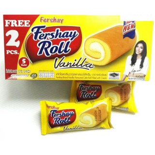 FERSHAY ROLL เฟอร์เชย์ เค้กโรล กลิ่นวานิลลาสอดไส้ครีม ขนาด 20กรัม ยกกล่อง 12ชิ้น CAKE ROLL VANILLA