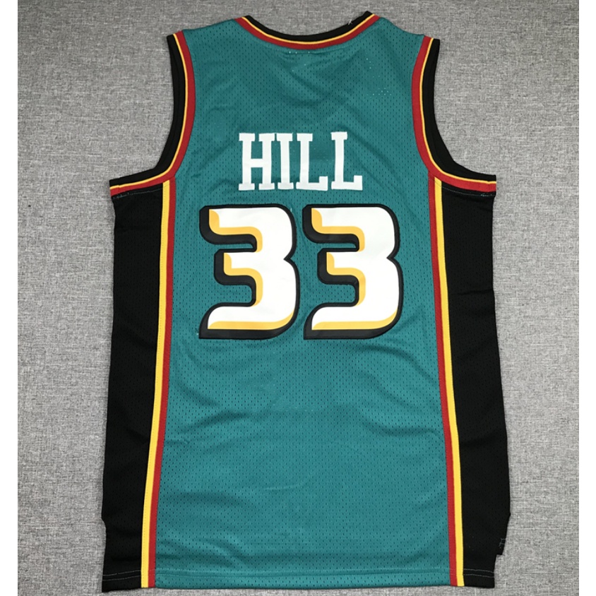 1998-99 ใหม ่ NBA Men 's Detroit Pistons #33 เสื ้ อบาสเก ็ ตบอลปัก Grant Hill Vintage สีเขียว