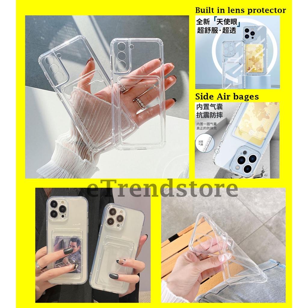 Oppo A31 A18 A58 A77 A79 Reno 8 8t Realme C53 C51 ซิลิโคน Photo Card Holder เคสโทรศัพท์ Soft Clear C