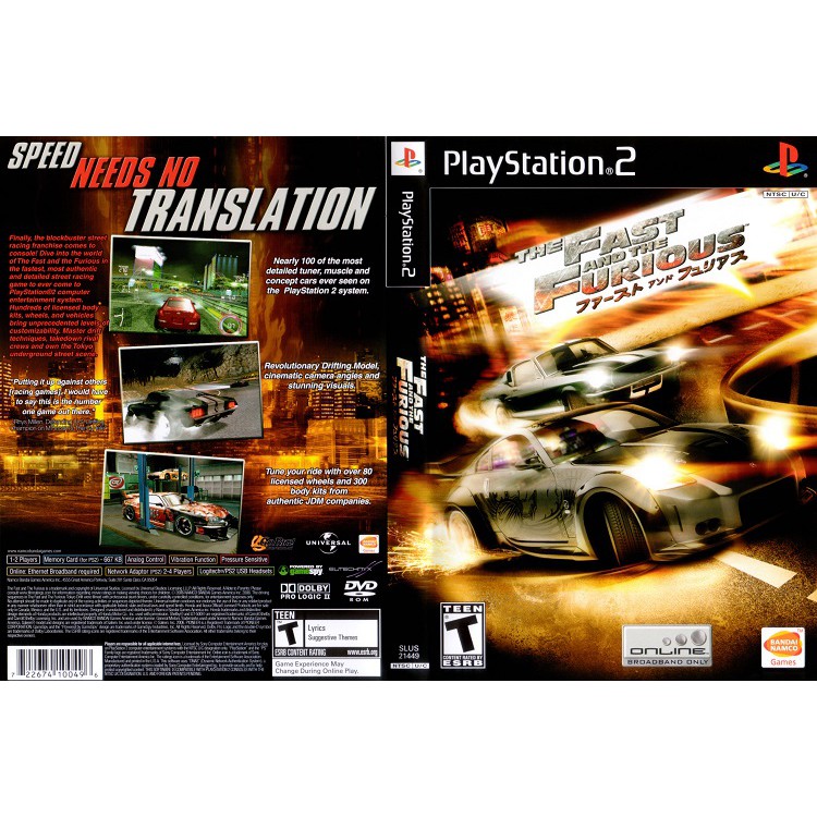 THE FAST & THE FURIOUS [PS2 US : DVD5 1 Disc]