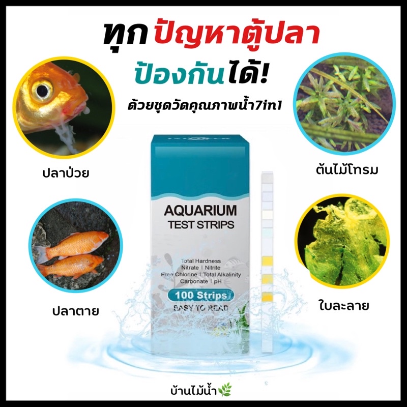 ชุดวัดคุณภาพน้ำ 7in1 Aquarium Test Strips ชุดวัดค่าน้ำ ตู้ไม้น้ำ ตู้ปลา ตู้กุ้งแคระ | บ้านไม้น้ำ🌿