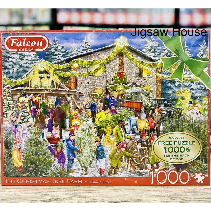 พร้อมส่ง-จิ๊กซอว์ 1 แถม1 The Christmas tree farm 🎄แบรนด์ Falcon jigsaw puzzle 2x1000 ชิ้น