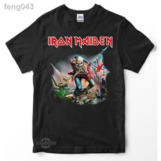 ۩❉△TShirt Iron Maiden 2 Trooper Flag Men Distro Short sleeve s T Shirt Casual Loose Fashion Print versi korea lelaki Rou