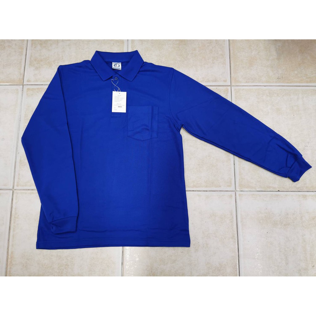 เสื้อโปโลแขนยาว เสื้อคอปกแขนยาว สีล้วน #9003