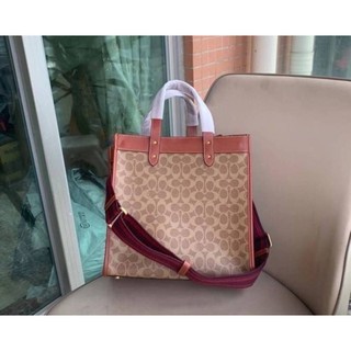 💥COACH FIELD TOTE IN SIGNATURE CANVAS WITH HORSE AND CARRIAGE PRINT