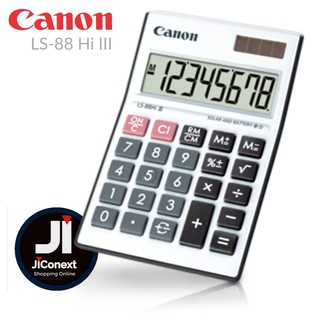 เครื่องคิดเลข Canon LS-88Hi III  จอแสดงผล LCD ขนาดใหญ่พิเศษ แสดงตัวเลข 8 หลัก  ออกแบบจอให้ลาดเอียง เพื่อองศาที่พอดี