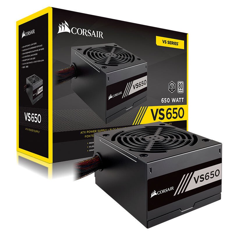POWER SUPPLY (อุปกรณ์จ่ายไฟ) CORSAIR VS650 650W ( 80+ ) การรับประกัน 3 Years