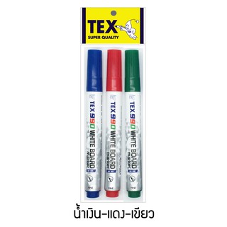 TEX 990 ปากกาไวท์บอร์ดหัวมาตรฐาน แพ็ค 3 (คละสี)