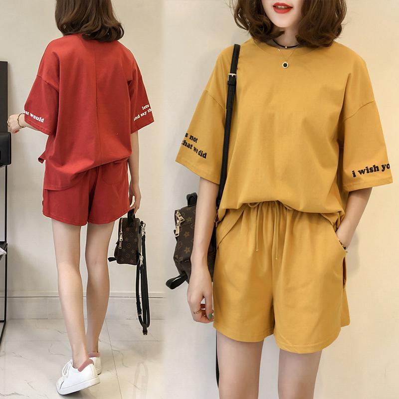 2020 เสื้อ + กางเกง สีพื้นเข้าชุด สำหรับสตรี