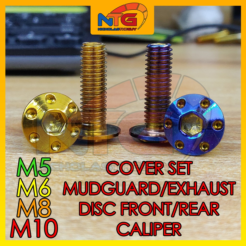Titanium Gold Screw ด้านหน้าด้านหลัง Disc/บังโคลนบังโคลนบังโคลน/Caliper/ชุดฝาครอบ M10/M8/M6/M5 Y15ZR