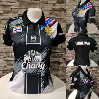 เสื้อโปโลผู้หญิง พิมพ์ลายช้างกนกไทย สวยมาก