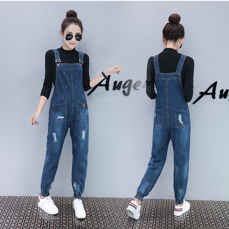 loose jeans jumpsuit