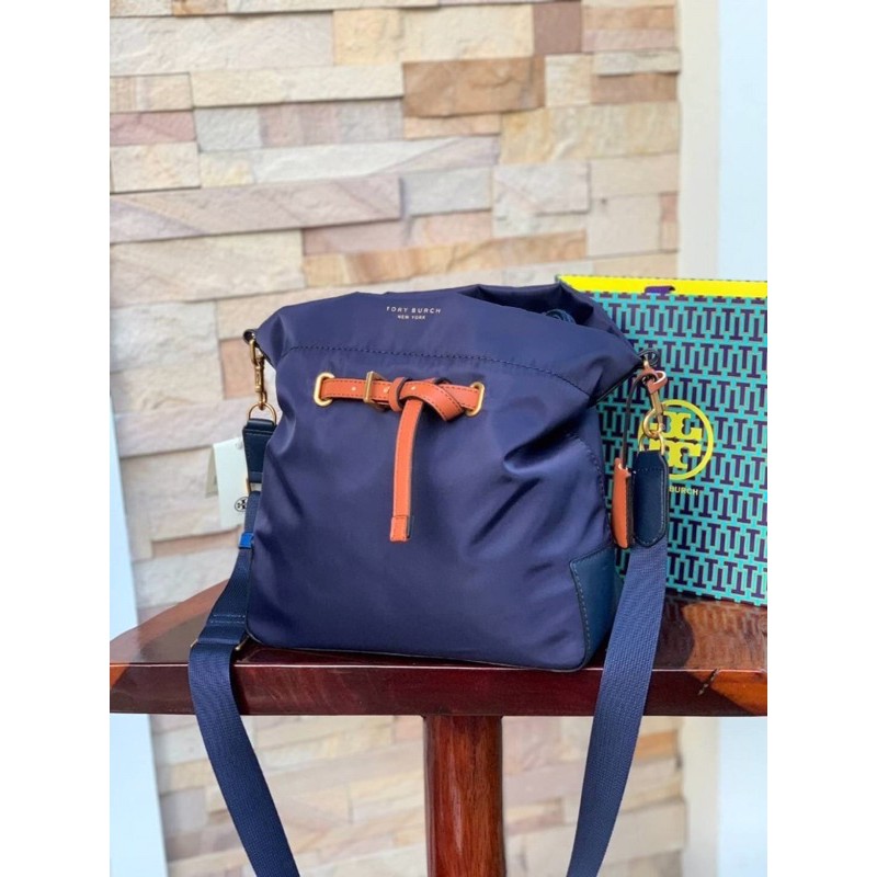 TORY BURCH PERRY NYLON DRAWSTRING BUCKET BAG | Shopee Thailand