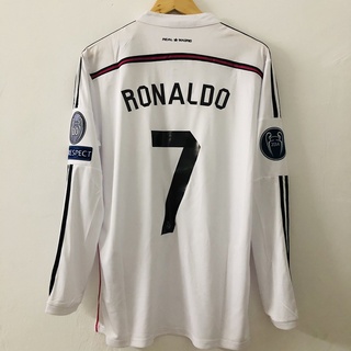 เสื้อกีฬาแขนสั้น ลายทีมฟุตบอล Real Photo 14 15 Real Madrid HOme 2014 ชุดเหย้า สไตล์เรโทร สําหรับผู้ชาย