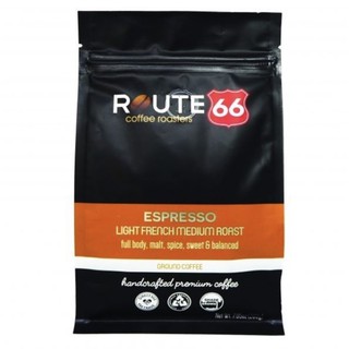 Route 66 Espresso Light French Medium Roast&amp;Ground Coffee 200 g รูท66 กาแฟบด เอสเพรสโซ่