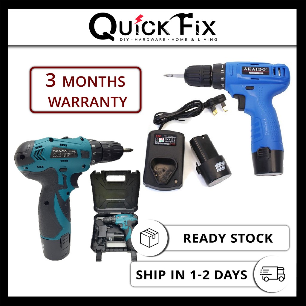 QuickFix รับประกัน 3 เดือนสว่านไฟฟ้าไร้สายมืออาชีพครบชุด 12V AKAIDO หรือ MAX 99