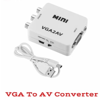Mini HD VGA2AV Video Converter แปลงเสียง 3.5 มม.VGA AV Converter Conversor สำหรับ PC TO TV HD คอมพิวเตอร์ทีวี