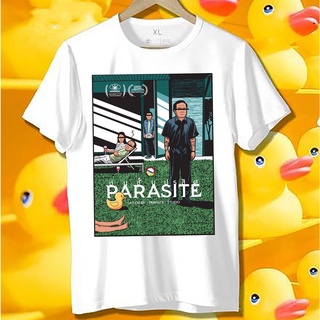 ขายดี เสื้อสีขาว สีดำ ลาย parasite โลโก้สีสด ผ้า cotton100 ใส่ได้ทั้งผู้หญิงและผู้ชาย พร้อมส่ง