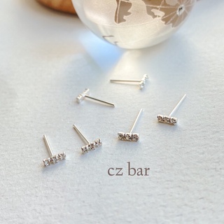 Yourdays/Cz bar earrings/ต่างหูเงินแท้แบบก้าน/ต่างหูประดับเพชรcz