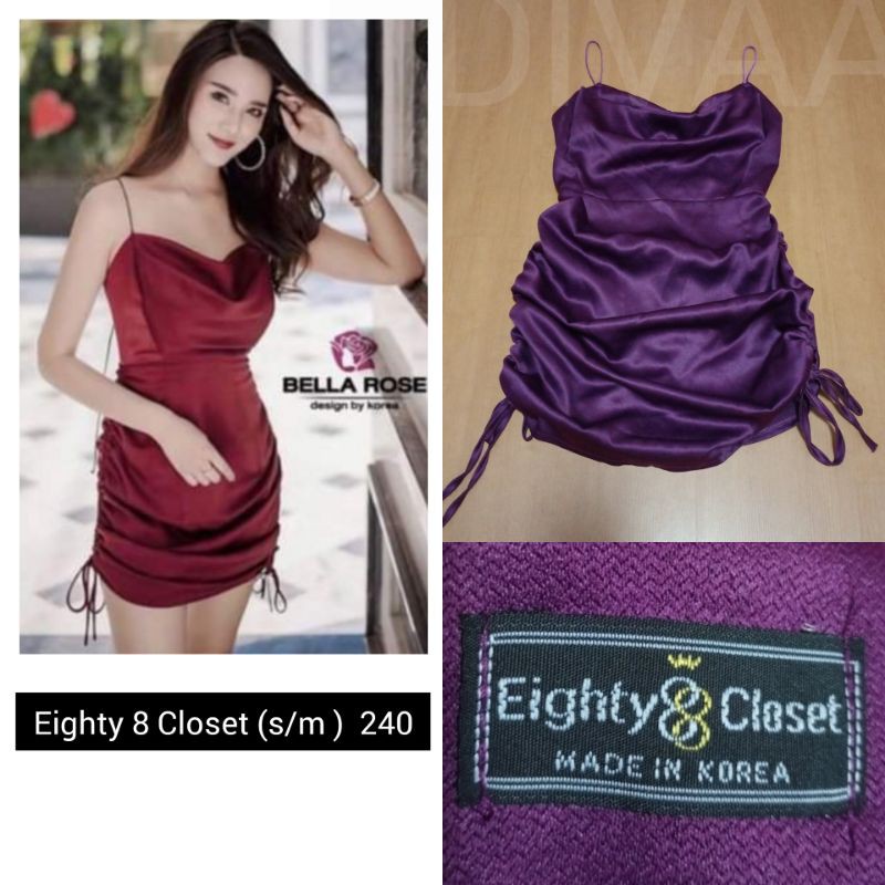 เดรสสั้น งานป้าย Eighty 8 Closet (s/m) สีม่วง มือสอง เซกซี่มากๆค่ะ