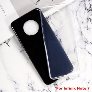 เคสโทรศัพท์มือถือ ซิลิโคน TPU นิ่ม ใส ป้องกันเต็มเครื่อง สีดํา สําหรับ Infinix Note 7