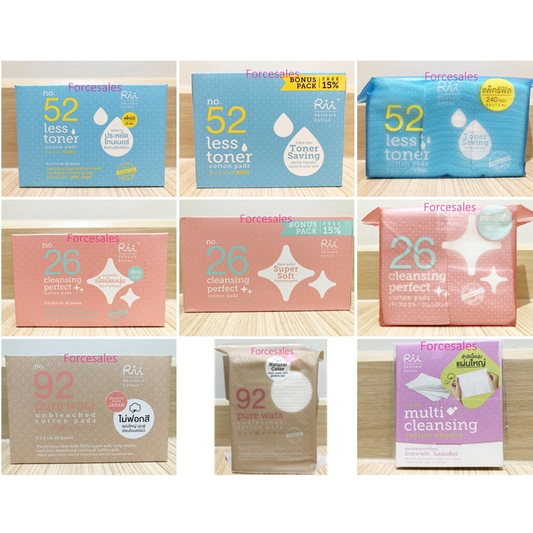 RII 52 สำลีแผ่น Less Toner Cotton Pads Bonus Pack / Rii 26 Cleans Perfect Cotton Pads / Rii Pure Wat