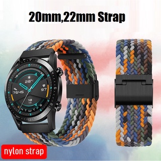 สายนาฬิกา Huawei Watch GT3 Strap / สาย Huawei watch GT2, Huawei watch GT 3 pro Strap / honor Magic Watch 2/ Galaxy watch 4 / Amazfit GTR 3 / Amazfit GTR 2 / GTR2e / Amazfit bip u pro / Amazfit GTS 2,GTS3,gts 2 mini Soft Nylon Braided Elastic Fabric Strap