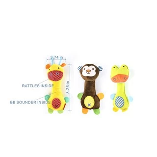 🎨ตุ๊กตาบีบมีเสียง ตุ๊กตามีเสียง ของเล่นเสริมพัฒนาการ กระตุ้นพัฒนาการ ( Safari Squeeze Me Rattle Toy )🎨 By Muikid