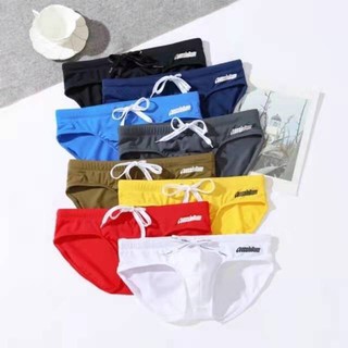 🏊‍♂️พร้อมส่ง🏊‍♂️กางเกงว่ายน้ำแฟชั่นผู้ชาย AUSSIEBUM เอวต่ำ ผ้าไนลอน