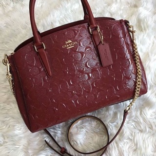 SAGE CARRYALL IN SIGNATURE LEATHER (COACH F31486) CHERRY /LIGHT GOLD