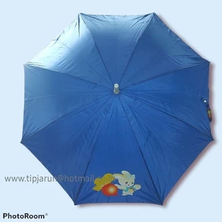 ☂️☔️ร่มยาว 21 นิ้ว สีพื้น UV มีสกรีนการ์ตูน คละสี สีสวย ลายน่ารัก D-059 🚚พร้อมส่งค่ะ
